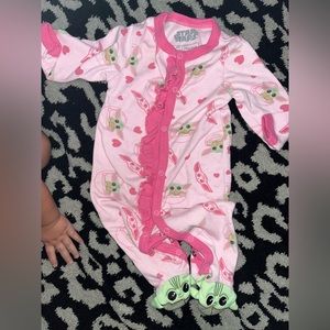 Baby Yoda Pink Onesie